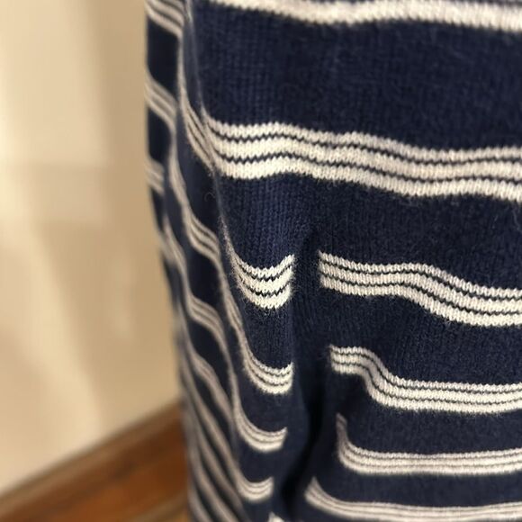 Lands End navy white striped cotton open cardigan Size S EUC - Picture 6 of 11